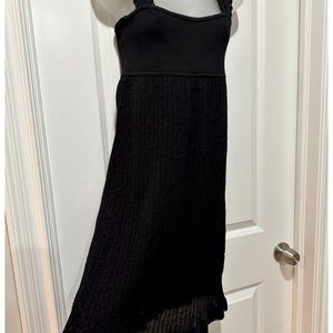 Bebe Black Knit/Pointelle Bodycon Dress with Flared Hem (NWT)
